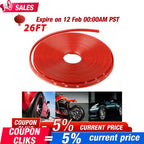 Car Wheel Hub Rim Trim Tire Ring Guard Rubber Strip Protector Sticker /26FT Red
