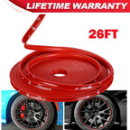 Car Wheel Hub Rim Trim Tire Ring Guard Rubber Strip Protector Sticker /26FT Red