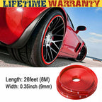 Car Wheel Hub Rim Trim Tire Ring Guard Rubber Strip Protector Sticker /26FT Red