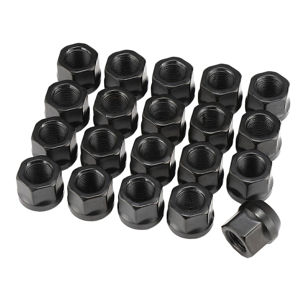 20PCS OPEN END LUG NUTS BULGE ACORN 1/2"X20 WHEEL NUT BLACK FINISH Fit for Ford