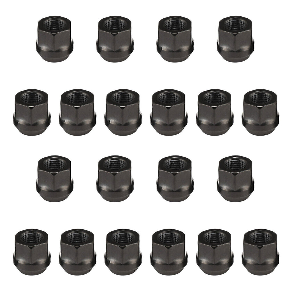 20PCS OPEN END LUG NUTS BULGE ACORN 1/2"X20 WHEEL NUT BLACK FINISH Fit for Ford