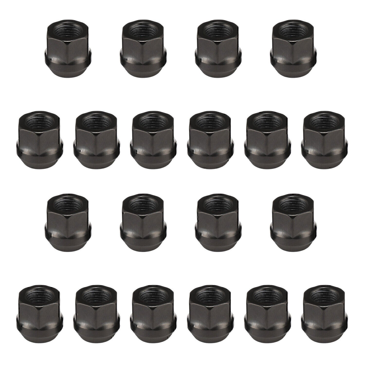 20PCS OPEN END LUG NUTS BULGE ACORN 1/2"X20 WHEEL NUT BLACK FINISH Fit for Ford