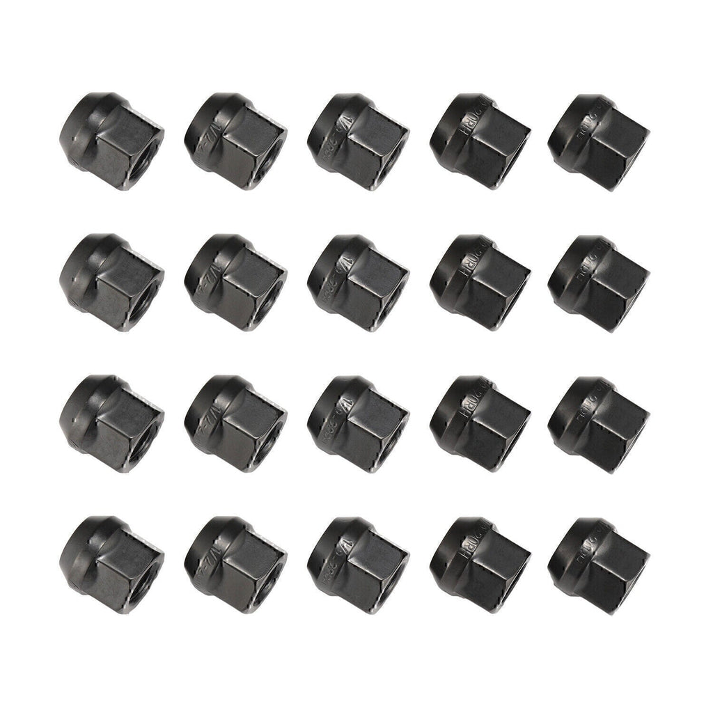 20PCS OPEN END LUG NUTS BULGE ACORN 1/2"X20 WHEEL NUT BLACK FINISH Fit for Ford