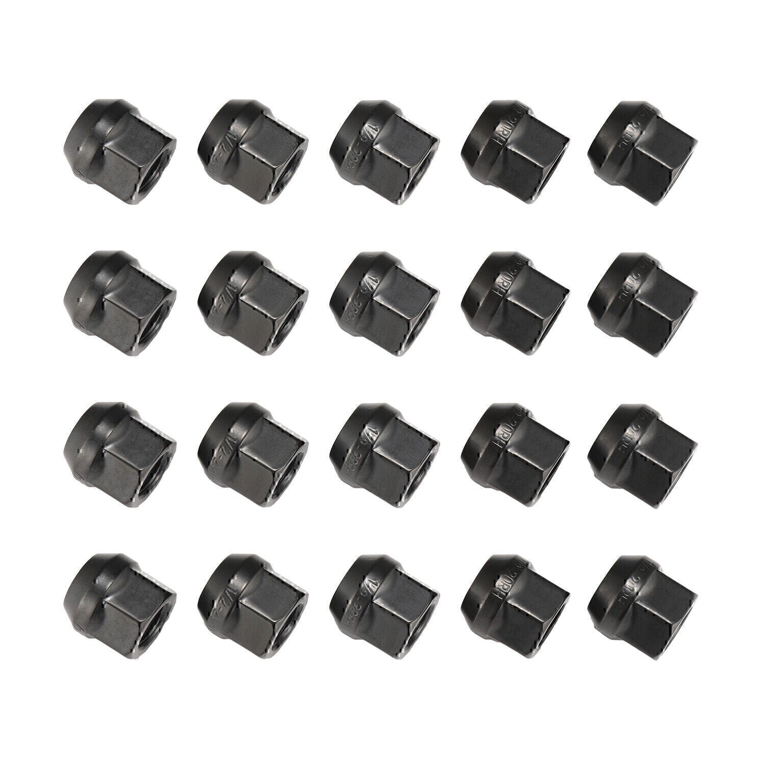 20PCS OPEN END LUG NUTS BULGE ACORN 1/2"X20 WHEEL NUT BLACK FINISH Fit for Ford