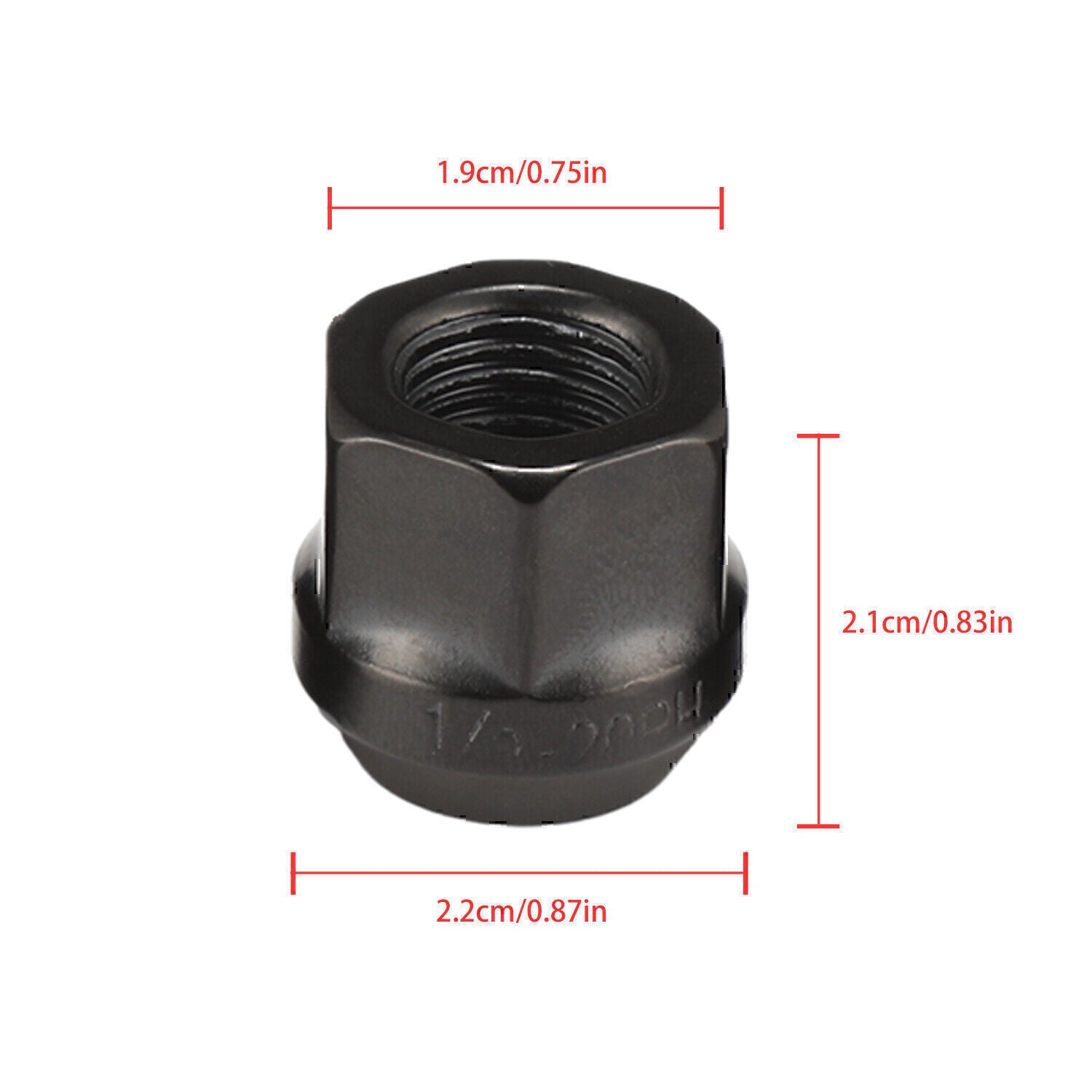 20PCS OPEN END LUG NUTS BULGE ACORN 1/2"X20 WHEEL NUT BLACK FINISH Fit for Ford