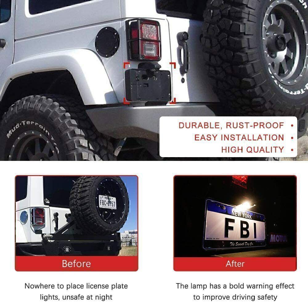 Rear License Plate Mounting Holder Bracket w/Light For 07-2017 Jeep Wrangler JK