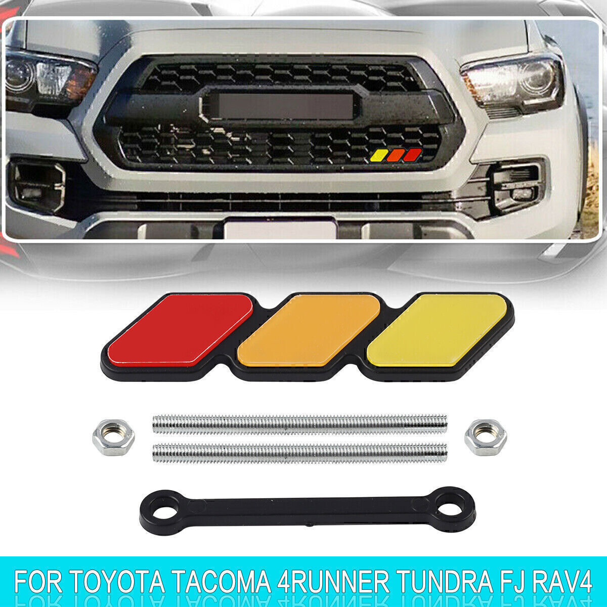 Tri-Color Grille Badge Emblem Car Accessories For Toyota Tacoma 4Runner Tundra