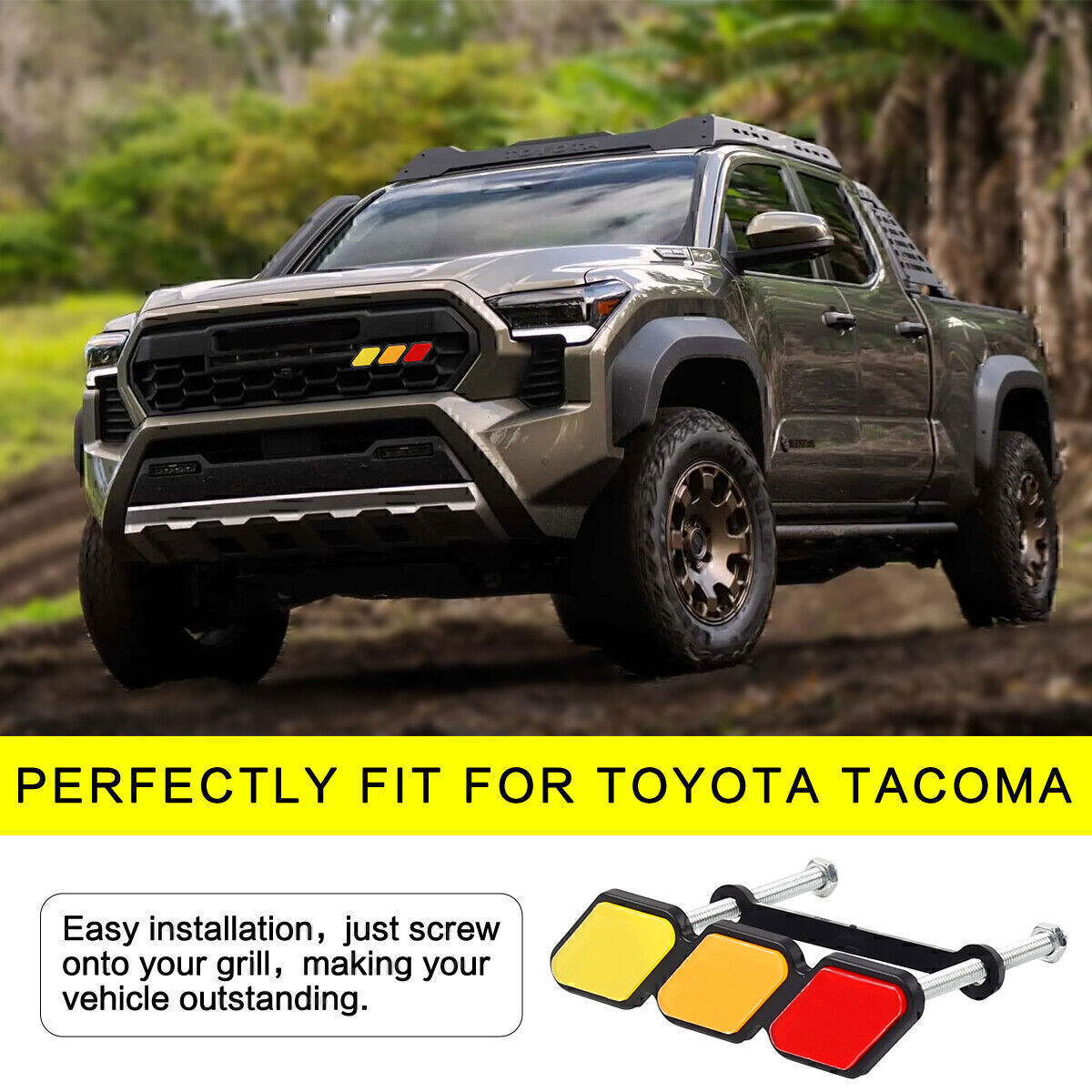 Tri-Color Grille Badge Emblem Car Accessories For Toyota Tacoma 4Runner Tundra