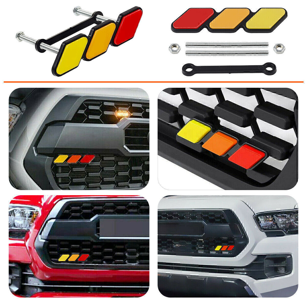 Tri-Color Grille Badge Emblem Car Accessories For Toyota Tacoma 4Runner Tundra