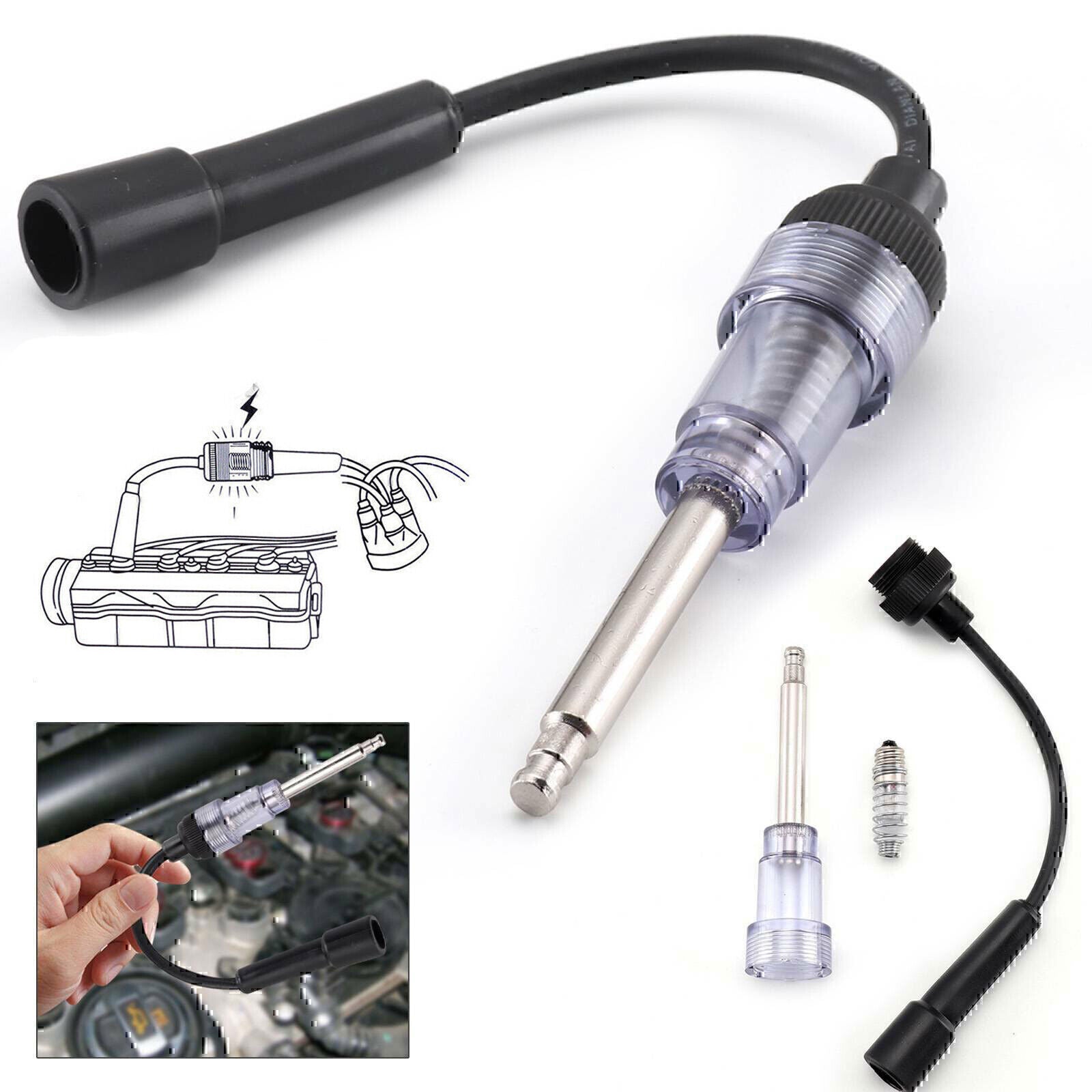 SPARK PLUG TESTER Ignition System Coil Engine In Line Auto Diagnostic Test Tool/