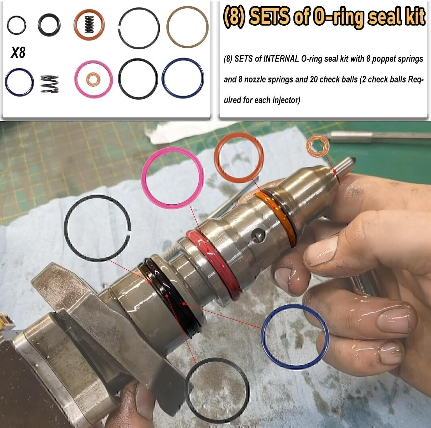 For 7.3L PowerStroke Injector Rebuild Kit w/vice clamp & tools & springs, 94-03