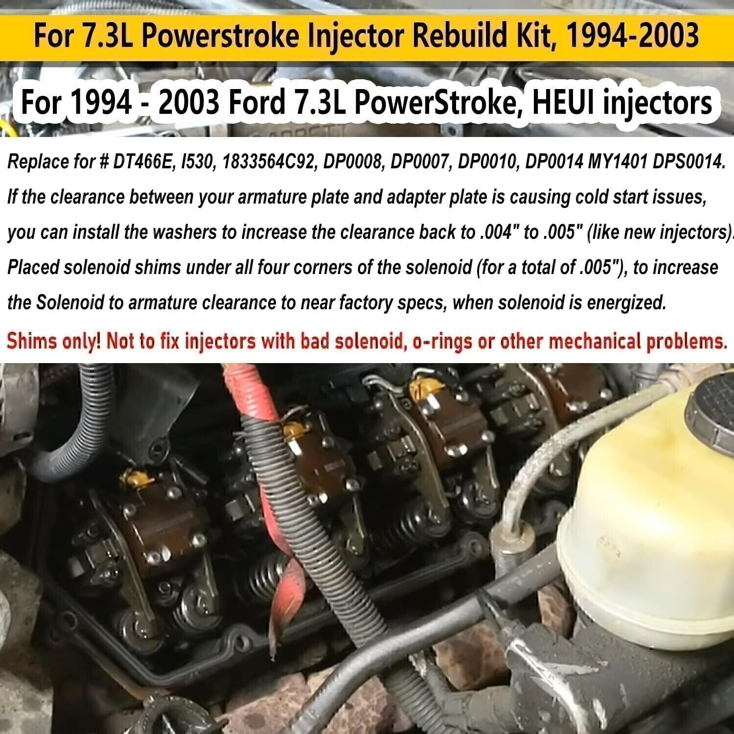 For 7.3L PowerStroke Injector Rebuild Kit w/vice clamp & tools & springs, 94-03
