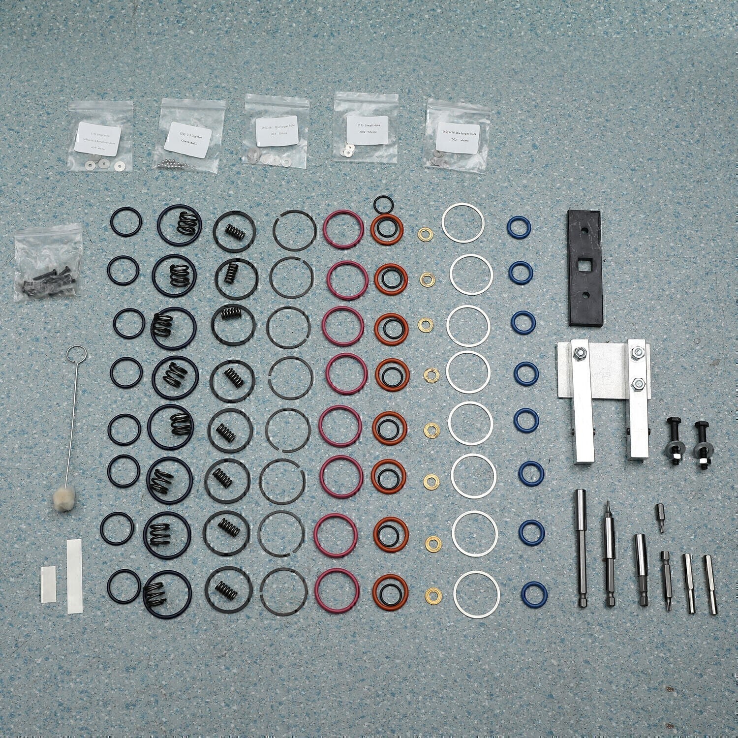 For 7.3L PowerStroke Injector Rebuild Kit w/vice clamp & tools & springs, 94-03