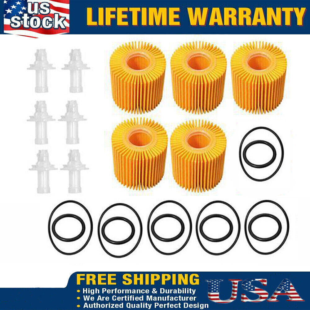 5PCS Oil Filter Kit For Toyota Avalon Camry Highlander Petrol 04152-YZZA1 US!