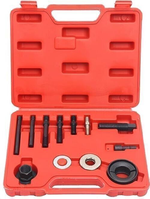 13pc Power Steering Pump Pulley Puller Remover & Alternator Installer Tool Kit