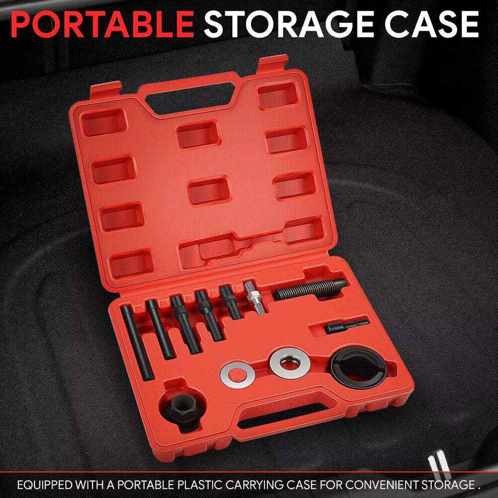 13pc Power Steering Pump Pulley Puller Remover & Alternator Installer Tool Kit