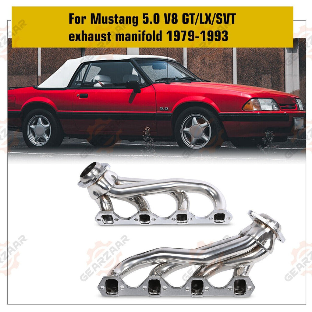 For 1979-1993 Mustang 5.0 V8 GT/LX/SVT Stainless Steel Exhaust Manifold Headers