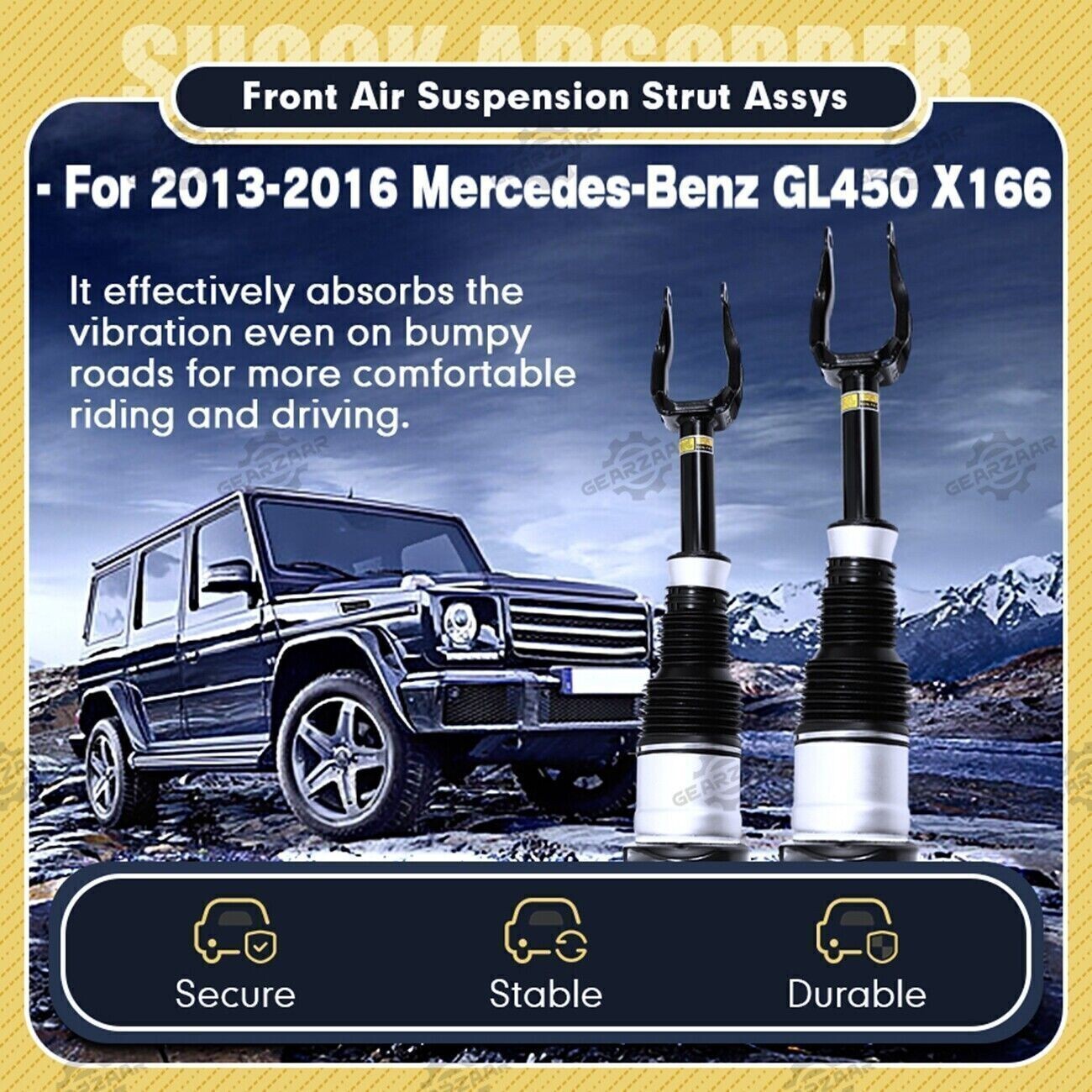 Pair Front Air Suspension Shock Struts w/ADS For Mercedes W166 X166 GL450 GLS550