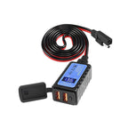 Motorcycle Dual USB Charger SAE -USB Cable Adapter Voltmeter for CellPhone GPS