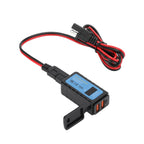 Motorcycle Dual USB Charger SAE -USB Cable Adapter Voltmeter for CellPhone GPS