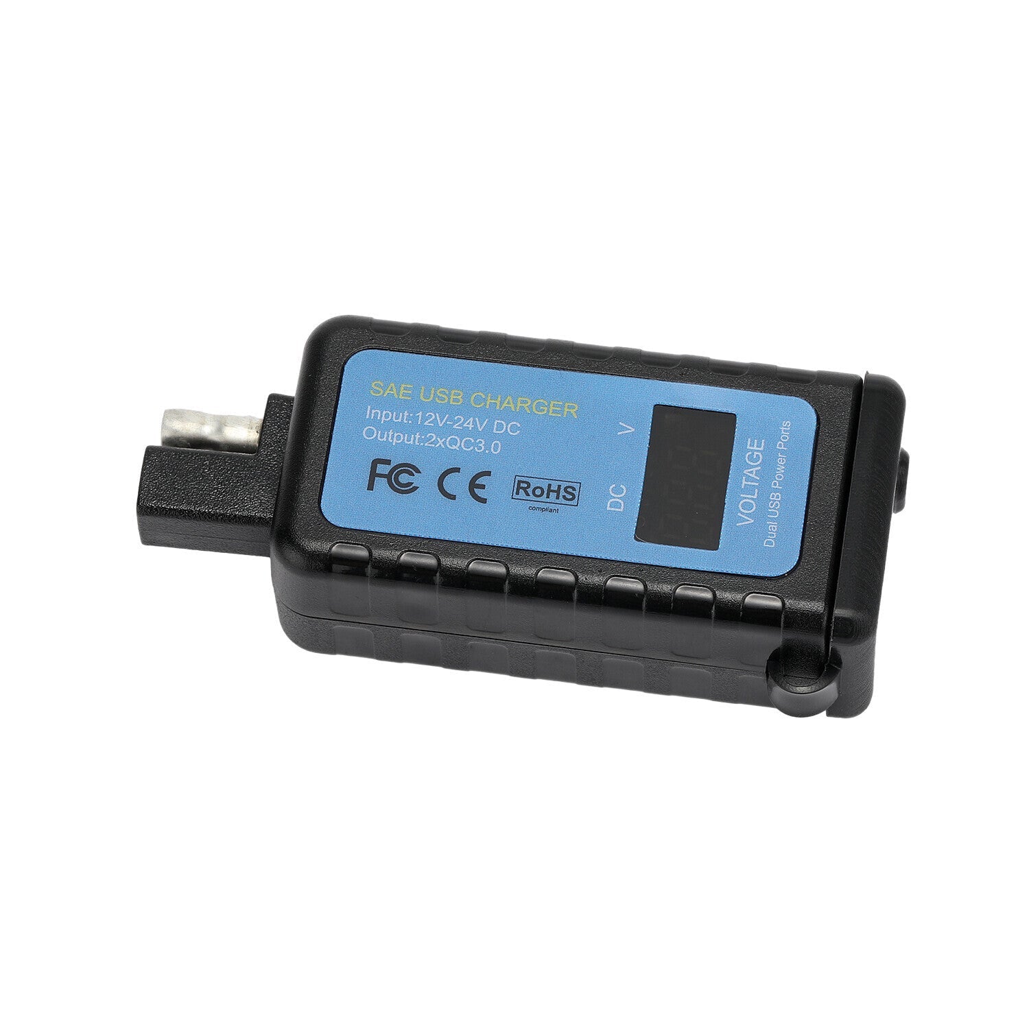 Motorcycle Dual USB Charger SAE -USB Cable Adapter Voltmeter for CellPhone GPS