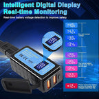 Motorcycle Dual USB Charger SAE -USB Cable Adapter Voltmeter for CellPhone GPS