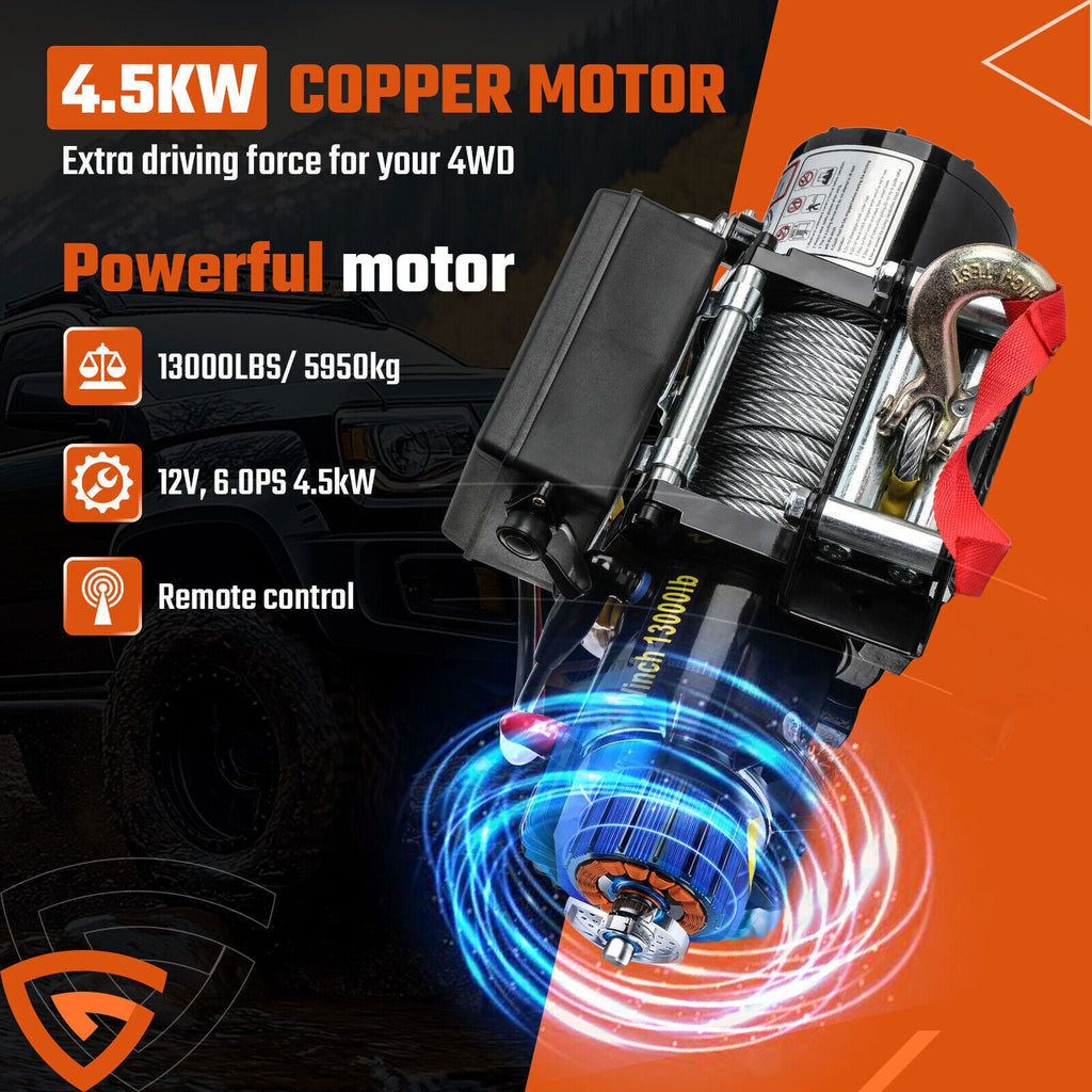 12V 13000LBS Electric Winch Synthetic Rope Truck For Jeep 13000LB Trailer 4WD /