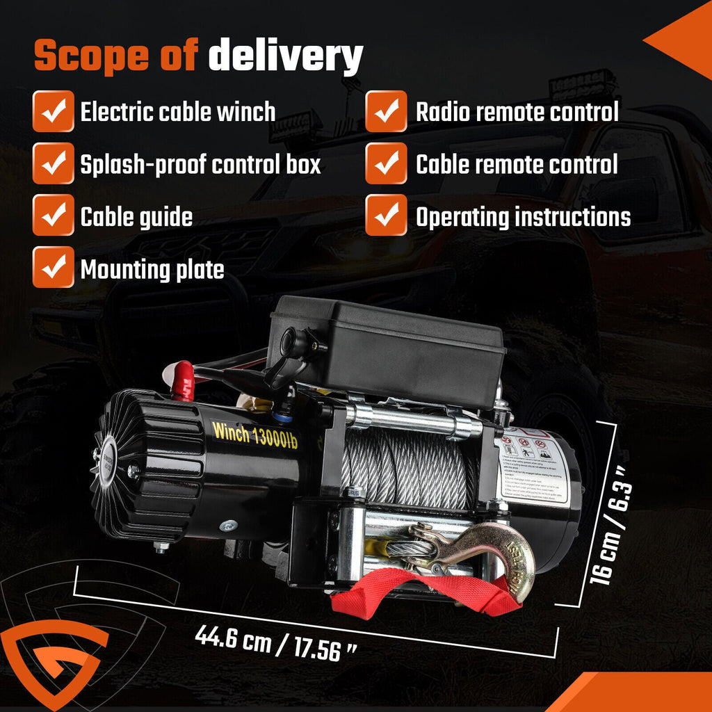 12V 13000LBS Electric Winch Synthetic Rope Truck For Jeep 13000LB Trailer 4WD /