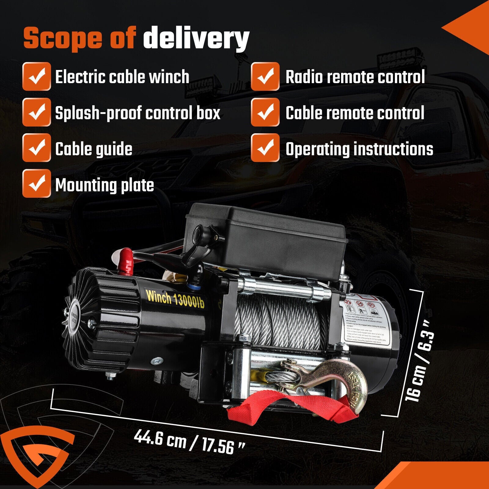 12V 13000LBS Electric Winch Synthetic Rope Truck For Jeep 13000LB Trailer 4WD /