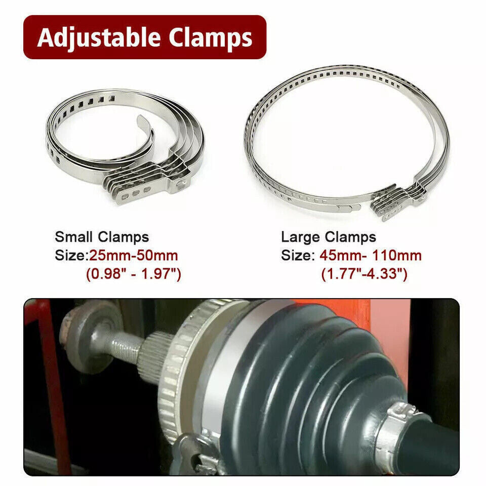 Universal Adjustable Axle CV Joint Boot Crimp Clamps w/ 20pcs Clamp Pliers Tools