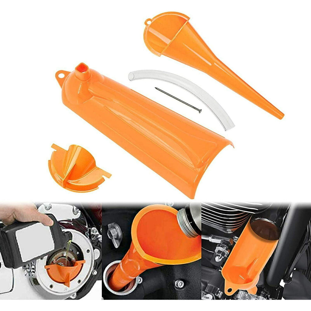 For Harley Touring Dyna Orange Primary Oil Fill Funnel Drip Free Oil Filter Kit