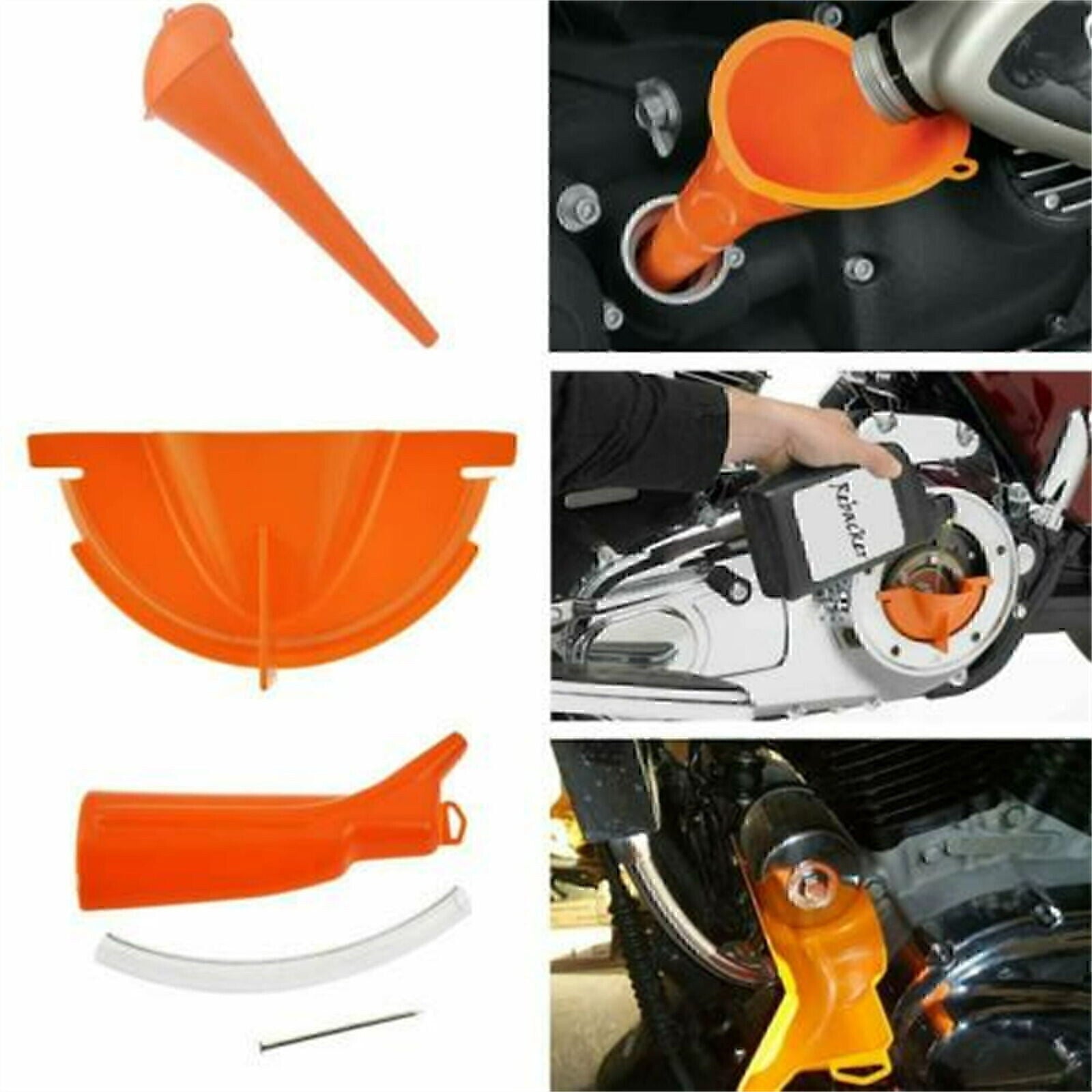 For Harley Touring Dyna Orange Primary Oil Fill Funnel Drip Free Oil Filter Kit