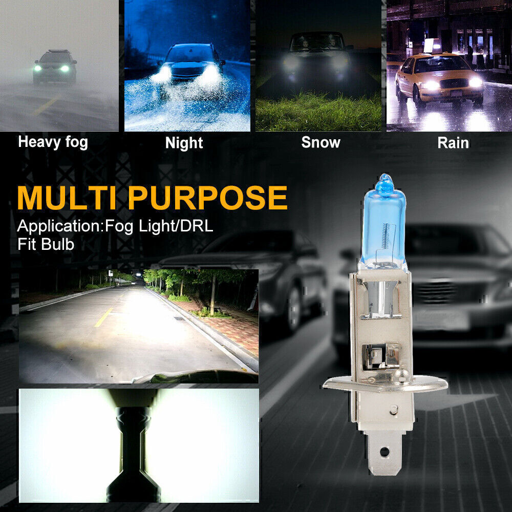4pc H1 12V 55W Super White Halogen Headlight Replacement Bulb Lamp For Auto Car