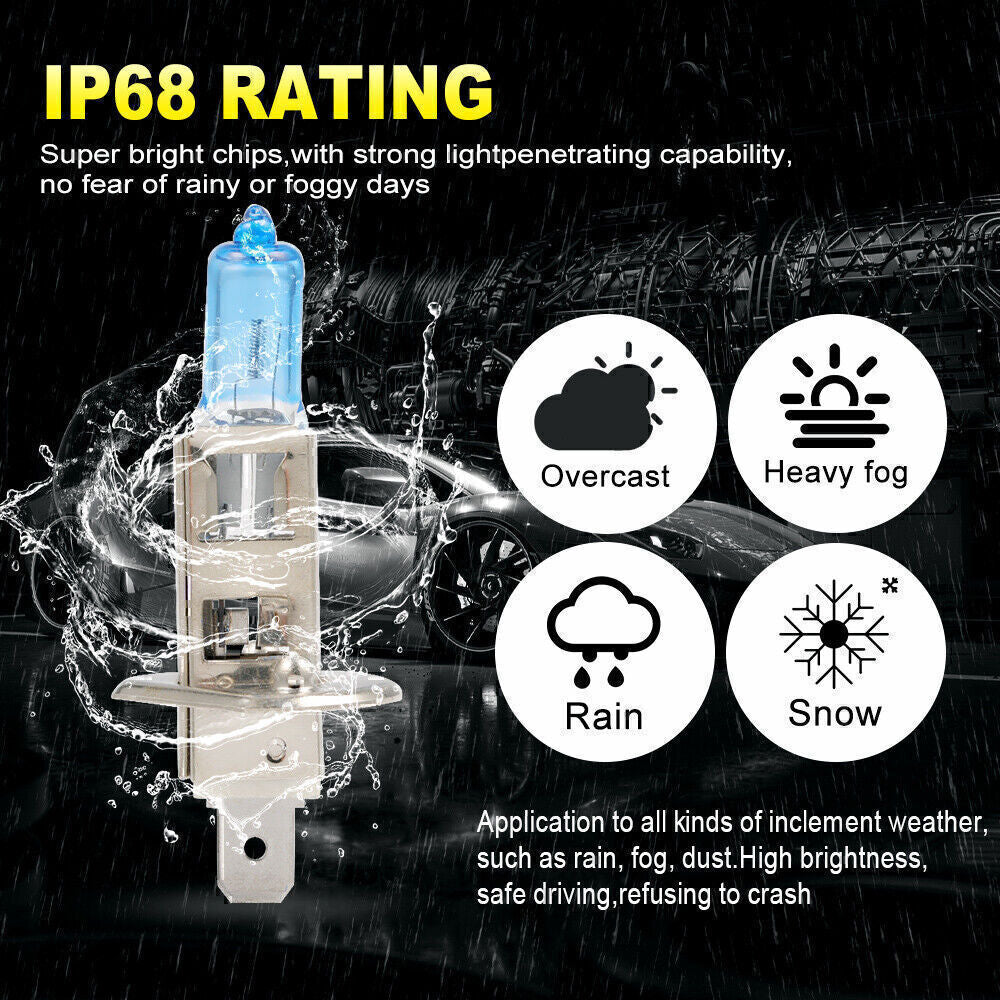 4pc H1 12V 55W Super White Halogen Headlight Replacement Bulb Lamp For Auto Car