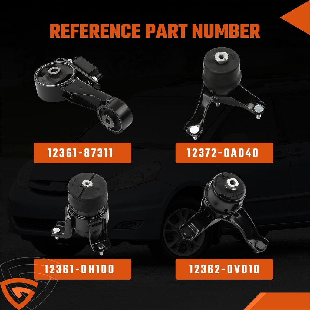 4x Fit for 2004-2006 Toyota Sienna 3.3L 2WD Engine Motor & Trans Mount Set