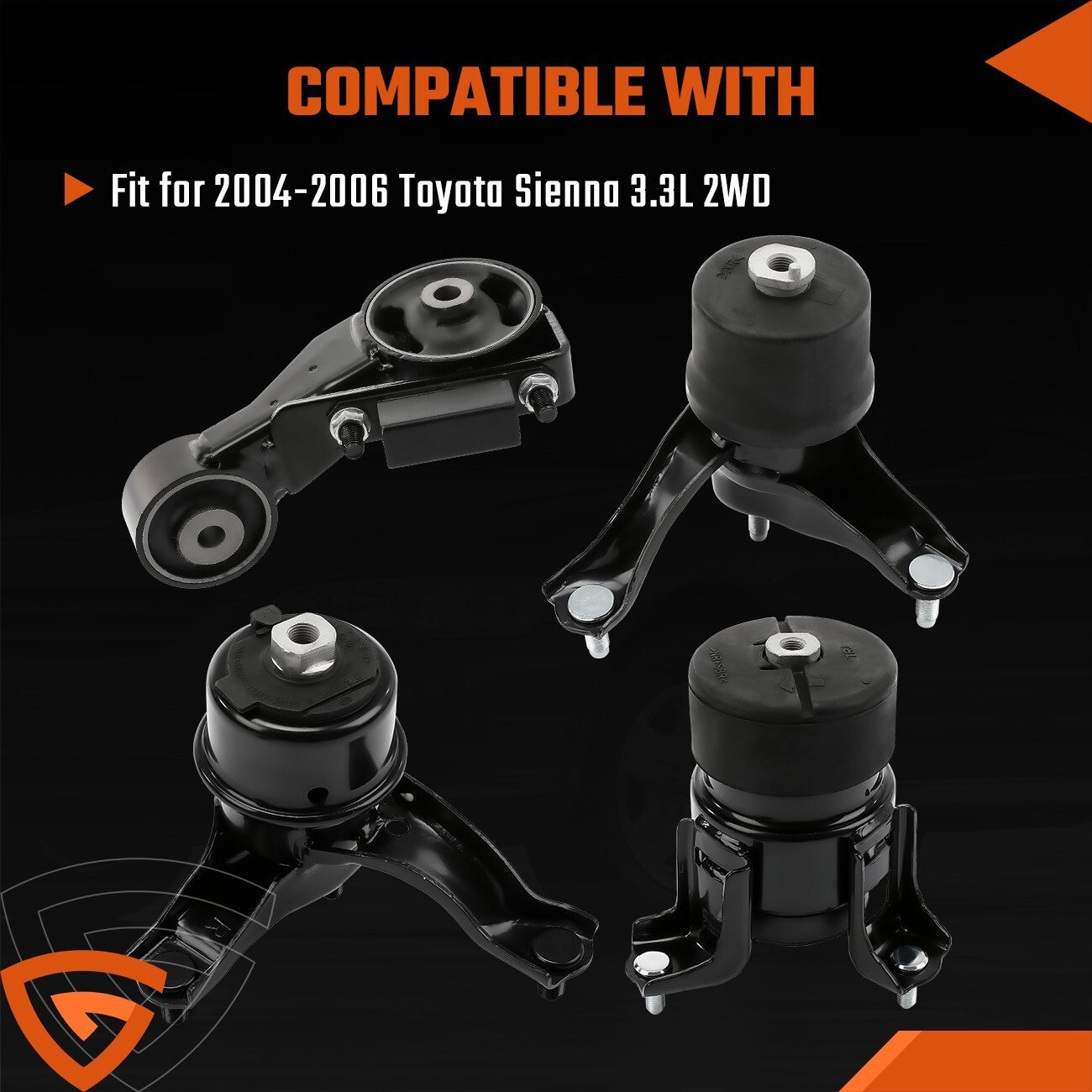4x Fit for 2004-2006 Toyota Sienna 3.3L 2WD Engine Motor & Trans Mount Set