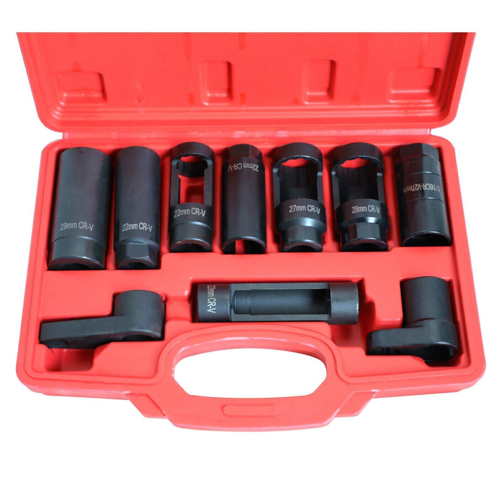 10pc Oxygen Sensor Socket Set Sensor Oil Pressure Sending Unit Removal Tool New