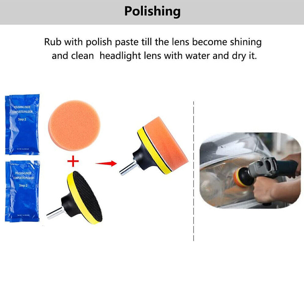 Car Auto Headlight Lens Restoration Repair Kit Polishing Cleaner Cleaning Tools