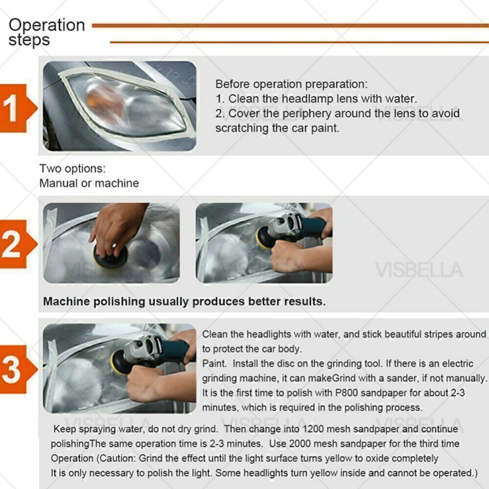 Car Auto Headlight Lens Restoration Repair Kit Polishing Cleaner Cleaning Tools