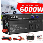6000W Power Inverter DC 12V - 110V AC Car RV Sine Wave Solar Converter LCD