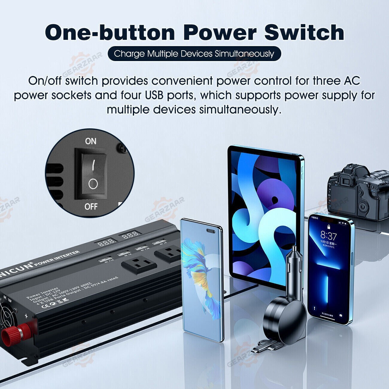 6000W Power Inverter DC 12V - 110V AC Car RV Sine Wave Solar Converter LCD
