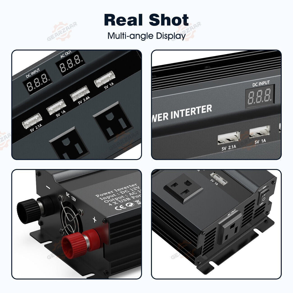 6000W Power Inverter DC 12V - 110V AC Car RV Sine Wave Solar Converter LCD