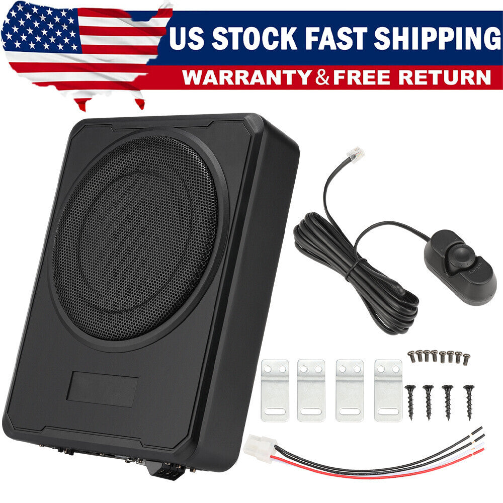 10''inch Car Under-Seat Active Subwoofer Power Amplifier Bass Slim Speaker Black