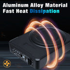 10''inch Car Under-Seat Active Subwoofer Power Amplifier Bass Slim Speaker Black