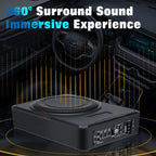 10''inch Car Under-Seat Active Subwoofer Power Amplifier Bass Slim Speaker Black