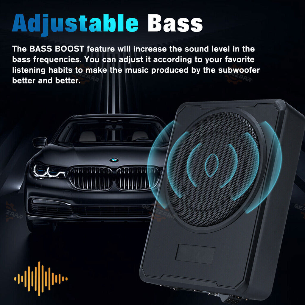 10''inch Car Under-Seat Active Subwoofer Power Amplifier Bass Slim Speaker Black