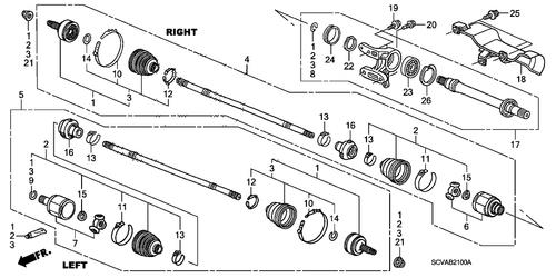 Manual Trans CV Intermediate Shaft 44500SCVA00 / For HONDA CR-V CIVIC ACURA RSX