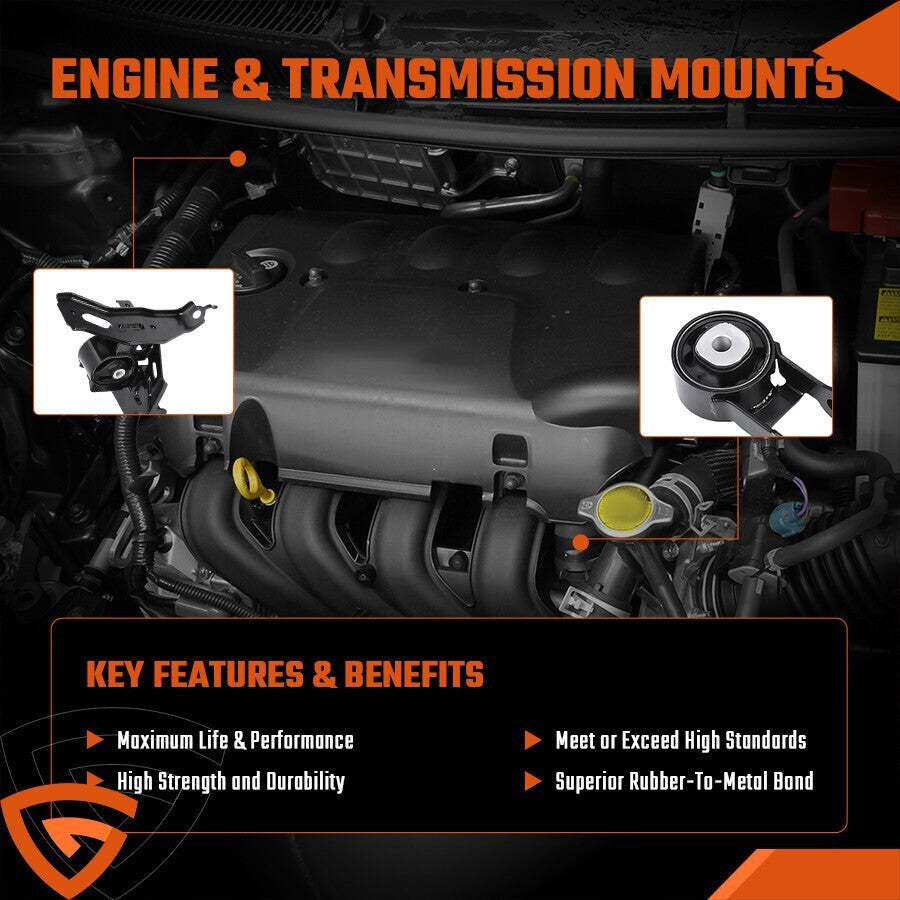 Set Engine Motor &Transmission Mount for Toyota Yaris 2006-2011 15-17 Auto trans