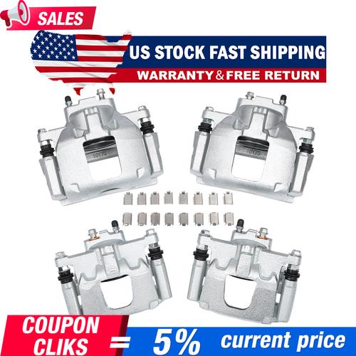 Front & Rear Disc Brake Calipers w/Bracket Kit Fit 2008-2017 Jeep Wrangler Nitro
