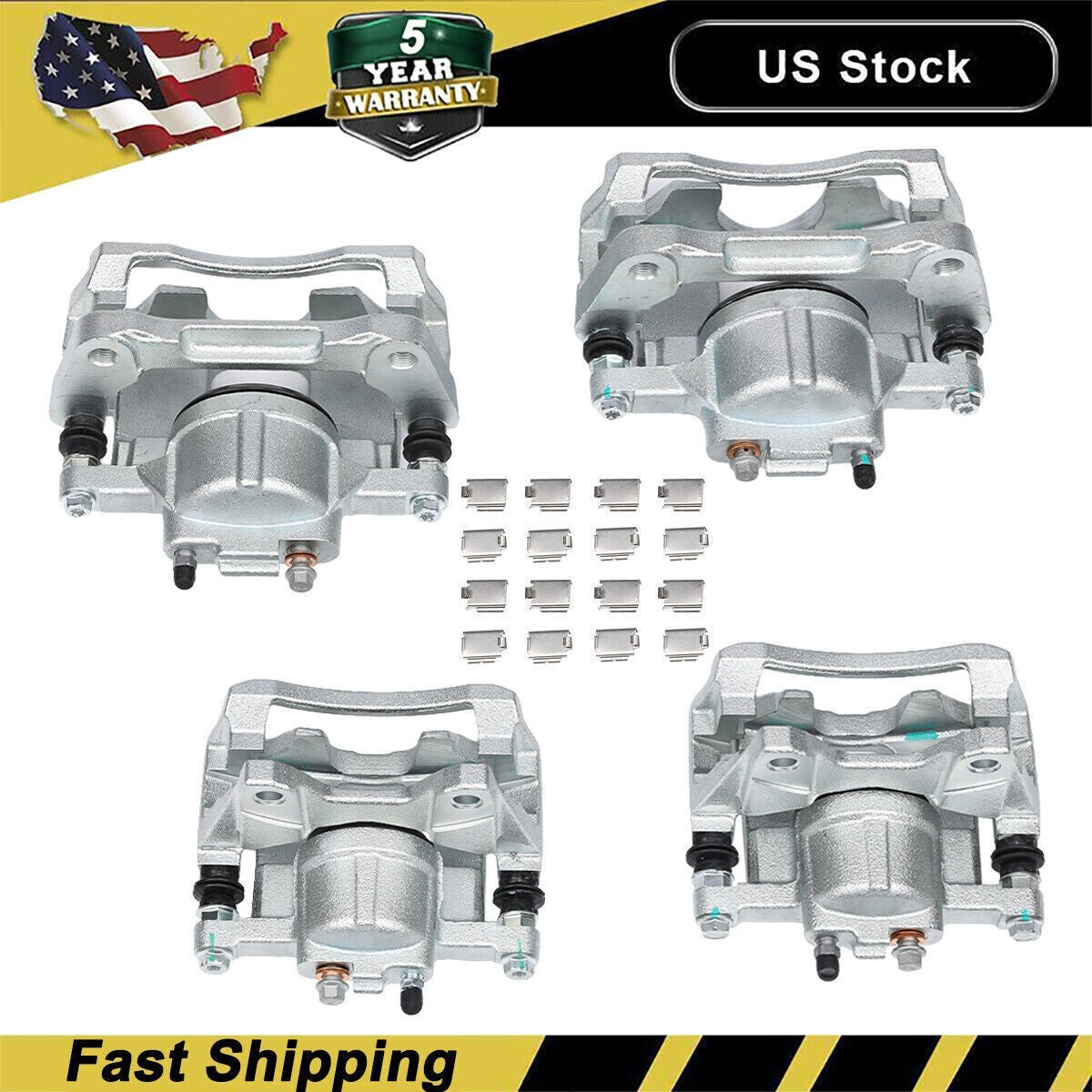 Front & Rear Disc Brake Calipers w/Bracket Kit Fit 2008-2017 Jeep Wrangler Nitro